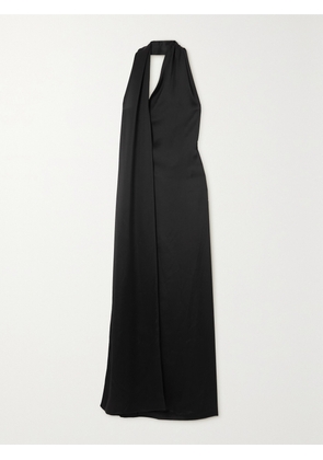 LOEWE - Scarf Asymmetric Satin Halterneck Gown - Black - FR 32,FR 34,FR 36,FR 38,FR 40,FR 42,FR 44