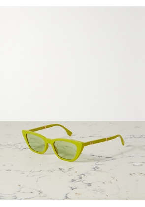 Fendi Eyewear - Baguette Cat-eye Acetate Sunglasses - Green - One size