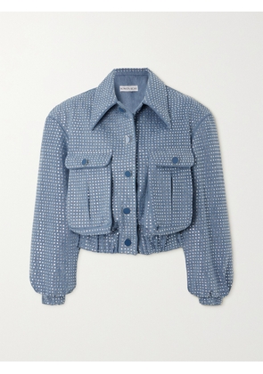 ROWEN ROSE - Sequin-embellished Denim Bomber Jacket - Blue - FR 34,FR 36,FR 38,FR 40,FR 42