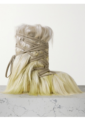 Rick Owens - + Rick Owens Leather-trimmed Goat Hair Ankle Boots - Neutrals - FR37,FR38,FR39,FR40