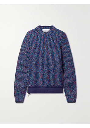 Aztech Mountain - Shell-trimmed Ribbed-knit Sweater - Blue - x small,small,medium,large