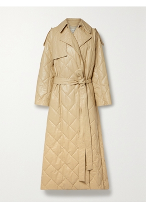 The Row - Agathon Belted Quilted Leather Coat - Cream - x small,small