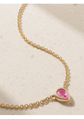 Alison Lou - Madison 14-karat Gold, Enamel And Laboratory-grown Sapphire Necklace - Pink - One size