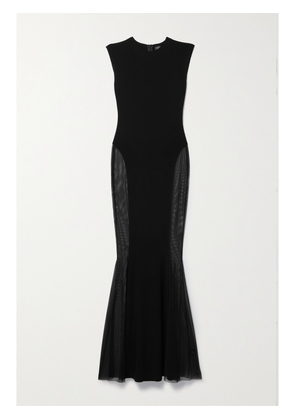 Norma Kamali - Mesh-paneled Stretch-jersey Gown - Black - xx small,x small,small,medium,large,x large