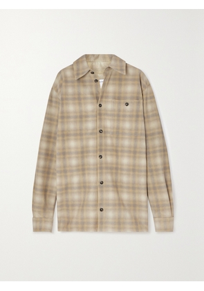 Bottega Veneta - Oversized Checked Leather Shirt - Neutrals - IT38