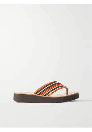 Gabriela Hearst - Clemence Striped Raffia Platform Flip Flops - Neutrals - IT35,IT36,IT36.5,IT37,IT37.5,IT38,IT38.5,IT39,IT39.5,IT40,IT40.5,IT41,IT41.5,IT42