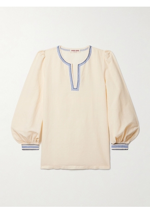 Emporio Sirenuse - Vera Embroidered Linen And Cotton-blend Voile Blouse - Cream - IT38,IT40,IT42,IT44,IT46,IT48,IT50