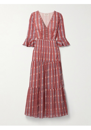 Emporio Sirenuse - + Net Sustain Bella Printed Embroidered Cotton-voile Midi Dress - IT38,IT40,IT42,IT44,IT46,IT48,IT50