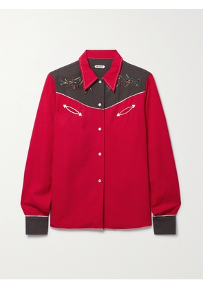 BODE - Embellished Embroidered Cotton-blend Twill And Canvas Shirt - US0,US2,US4,US6,US8,US10,US12