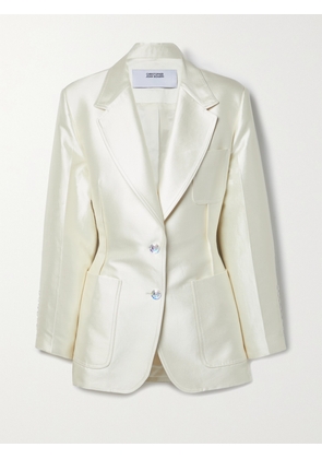 Christopher John Rogers - Ruched Cotton And Silk-blend Satin Blazer - Ivory - US0,US2,US4,US6,US8,US10,US12