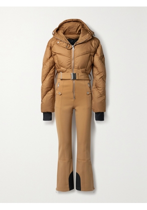 Cordova - Ajax Belted Hooded Quilted Down Ski Suit - Brown - xx small,x small,small,medium,large