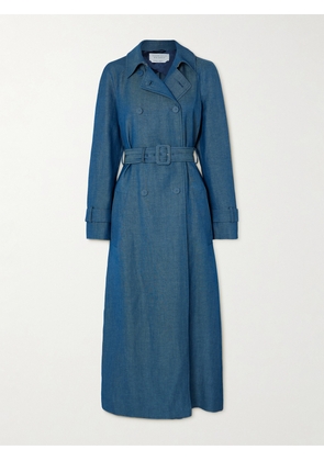Gabriela Hearst - Braden Double-breasted Belted Virgin Wool And Linen-blend Trench Coat - Blue - IT38,IT40,IT42,IT44