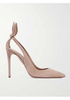 Aquazzura - Bow Tie 105 Suede Pumps - Pink - IT35,IT35.5,IT36,IT36.5,IT37,IT37.5,IT38,IT38.5,IT39,IT39.5,IT40,IT40.5,IT41,IT41.5,IT42