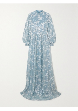 Erdem - Kara Sequined Embroidered Chiffon Gown - Blue - UK 8,UK 10,UK 12,UK 14,UK 18