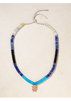 Carolina Bucci - Forte Beads 18-karat Rose Gold, Lurex And Multi-stone Necklace - Blue - One size