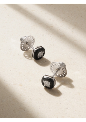 Nikos Koulis - Oui 18-karat White Gold, Diamond And Enamel Earrings - One size