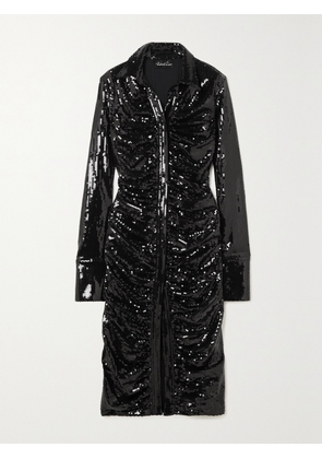 RICHARD QUINN - Ruched Sequined Stretch-jersey Midi Dress - Black - UK 6,UK 8,UK 10,UK 12,UK 14