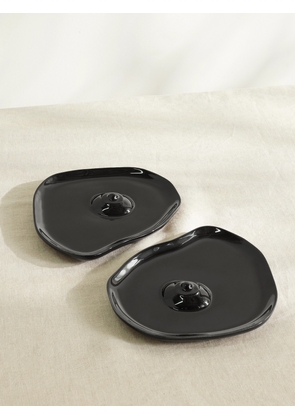 ANISSA KERMICHE - Tatas Set Of Two Earthenware Plates - Black - One size