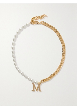 Martha Calvo - Initial Gold-plated Faux Pearl Necklace - A,B,C,D,E,F,G,H,I,J,K,L,M,N,O,P,R,S,W