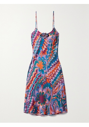 Rodarte - Embellished Printed Woven Dress - Blue - US0,US2,US4,US6,US8,US10,US12,US14