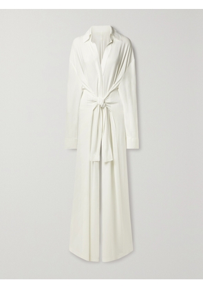 Norma Kamali - Tie-front Stretch-jersey Jumpsuit - White - xx small,x small,small,medium,large,x large