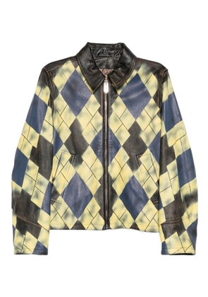MASU checked leather jacket - Yellow