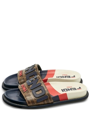 Fendi Pre-Owned Mania lettering coated canvas slides 36.5 - Brown