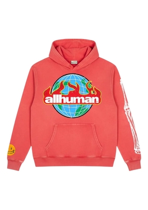 ALL HUMAN graphic hooded sweater - Red