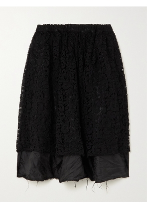 COMME DES GARÇONS COMME DES GARÇONS - Tiered Lace And Satin Midi Skirt - Black - x small,small,medium,large
