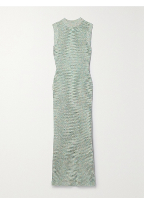 The Elder Statesman - Como Cross Open-knit Cotton, Linen And Silk-blend Maxi Dress - Green - x small,small,medium,large