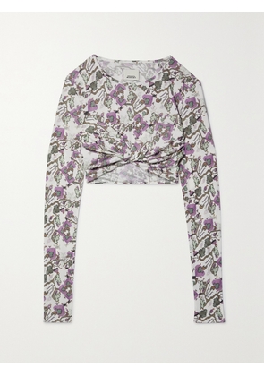 Isabel Marant - Jinea Cropped Twisted Printed Jersey Top - White - FR 34,FR 36,FR 38,FR 40,FR 42,FR 44