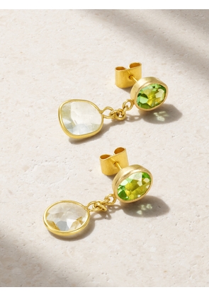 Pippa Small - 18-karat Gold, Aquamarine And Peridot Earrings - One size