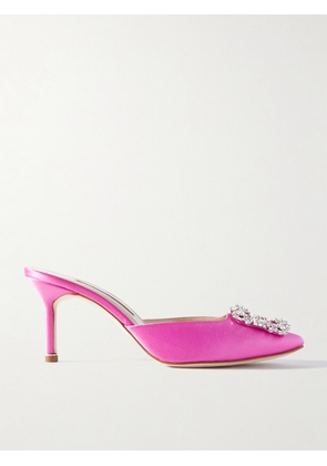 Manolo Blahnik - Hangisimu 70 Crystal-embellished Satin Mules - Pink - IT34,IT35,IT35.5,IT36,IT36.5,IT37,IT37.5,IT38,IT38.5,IT39,IT39.5,IT40,IT40.5,IT41,IT41.5,IT42,IT43