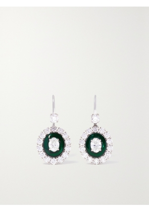 Kamyen - 18-karat White Gold, Diamond And Enamel Earrings - One size