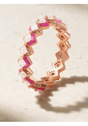 Kamyen - Mosaïque 18-karat Rose Gold, Diamond And Enamel Ring - 4,5,6,7,8