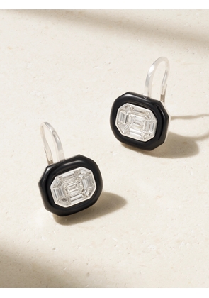 Nikos Koulis - Oui 18-karat White Gold, Diamond And Enamel Earrings - One size