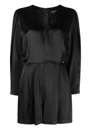 Armani Exchange logo-plaque satin-finish jumpsuit - Black