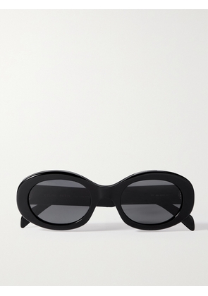 CELINE Eyewear - Triomphe Oval-frame Acetate Sunglasses - Black - One size