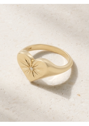 Marlo Laz - Heart 14-karat Gold Diamond Signet Ring - 3,4,5