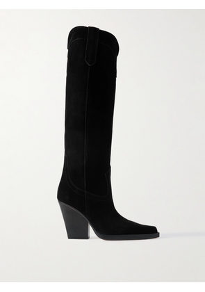 Paris Texas - El Dorado Embroidered Snake-effect Leather Cowboy Boots - Black - IT35,IT36,IT36.5,IT37,IT37.5,IT38,IT38.5,IT39,IT39.5,IT40,IT40.5,IT41,IT41.5,IT42