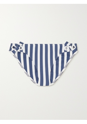 Eres - Samba Vida Eyelet-embellished Striped Bikini Briefs - Blue - FR 38,FR 40,FR 42,FR 44