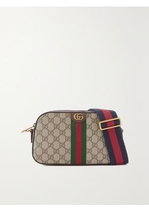 Gucci - Ophidia Leather-trimmed Printed Coated-canvas Shoulder Bag - Neutrals - One size