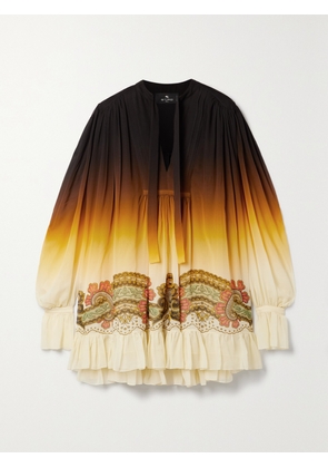 Etro - Gathered Printed Silk Crepe De Chine Mini Dress - Multi - IT36,IT38,IT40,IT42,IT44,IT46,IT48