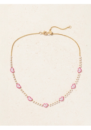 Kamyen - Twin Heart 18-karat Rose Gold, Diamond And Enamel Necklace - One size