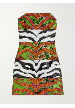 HALPERN - Strapless Sequined Tulle Mini Dress - Green - FR 34,FR 36,FR 38,FR 40,FR 42