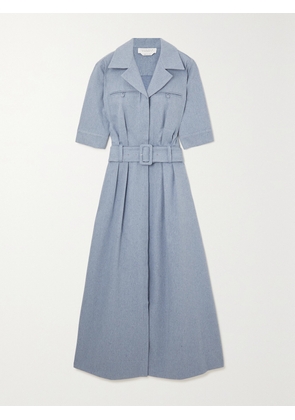 Gabriela Hearst - Simone Belted Cotton-chambray Midi Dress - Blue - IT36,IT38,IT40,IT42,IT44,IT46,IT48