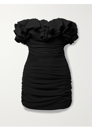 NERVI - Emanuelle Off-the-shoulder Ruched Ruffled Crepe Mini Dress - Black - IT36,IT38,IT40,IT42,IT44