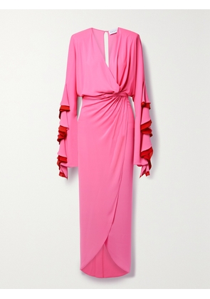 NERVI - Naomi Draped Ruffled Cutout Crepe Maxi Dress - Pink - IT36,IT38,IT40,IT42,IT44