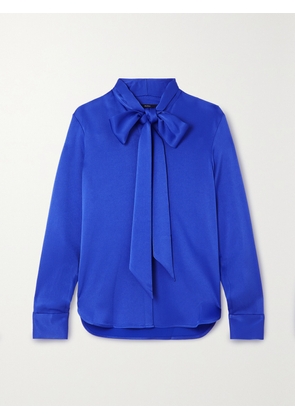 Alex Perry - Fallon Pussy-bow Satin-crepe Blouse - Blue - UK 4,UK 6,UK 8,UK 10,UK 12,UK 14,UK 16,UK 18