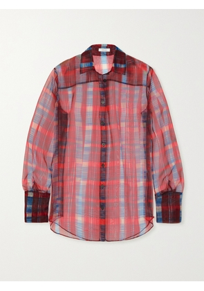 Ferragamo - Checked Chiffon Shirt - Red - IT36,IT38,IT40,IT42,IT44